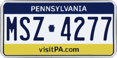 PA license plate MSZ4277