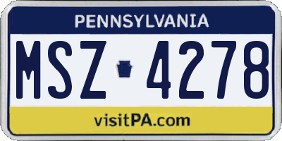 PA license plate MSZ4278