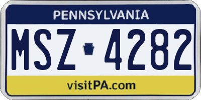 PA license plate MSZ4282