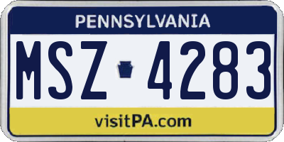PA license plate MSZ4283