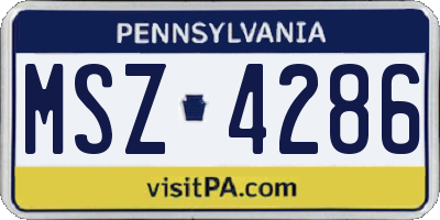 PA license plate MSZ4286