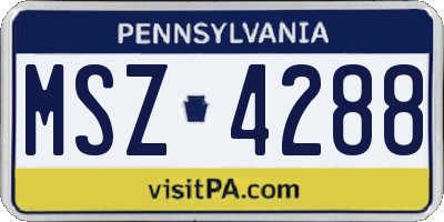 PA license plate MSZ4288