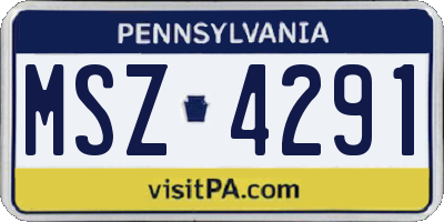 PA license plate MSZ4291