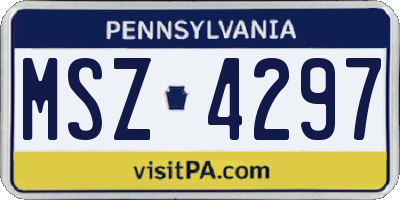 PA license plate MSZ4297