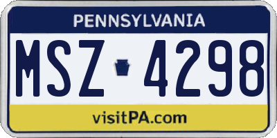 PA license plate MSZ4298