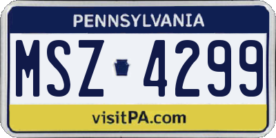 PA license plate MSZ4299