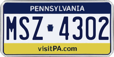 PA license plate MSZ4302
