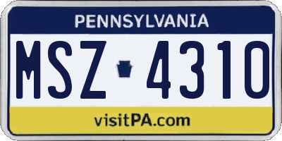 PA license plate MSZ4310