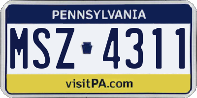 PA license plate MSZ4311