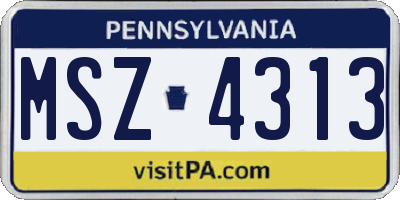 PA license plate MSZ4313