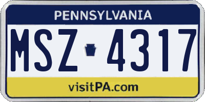 PA license plate MSZ4317