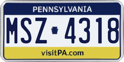 PA license plate MSZ4318