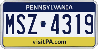 PA license plate MSZ4319