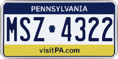 PA license plate MSZ4322