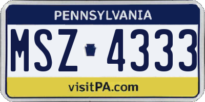 PA license plate MSZ4333