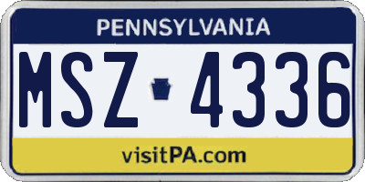 PA license plate MSZ4336