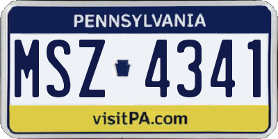 PA license plate MSZ4341