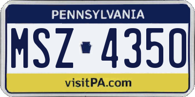 PA license plate MSZ4350
