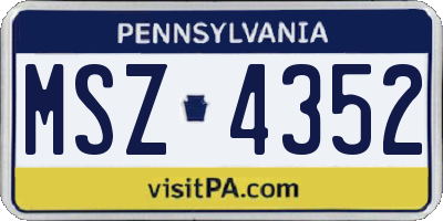 PA license plate MSZ4352