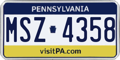 PA license plate MSZ4358