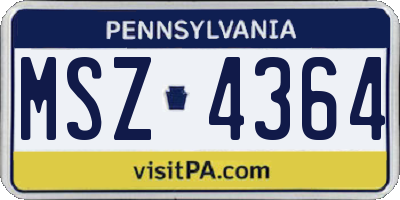 PA license plate MSZ4364
