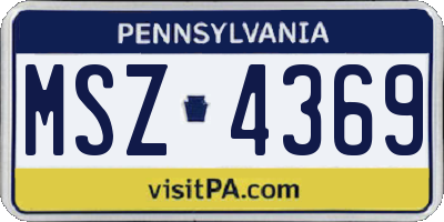 PA license plate MSZ4369