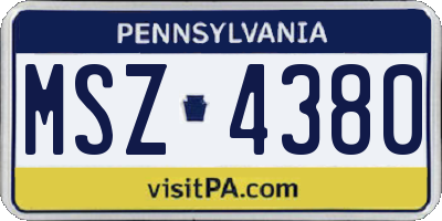 PA license plate MSZ4380