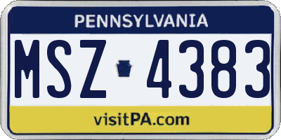 PA license plate MSZ4383