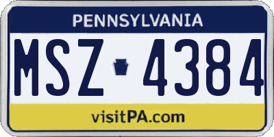 PA license plate MSZ4384