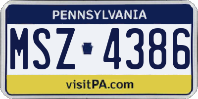 PA license plate MSZ4386