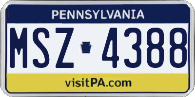 PA license plate MSZ4388