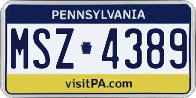 PA license plate MSZ4389