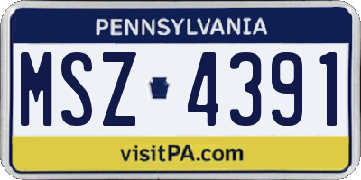 PA license plate MSZ4391