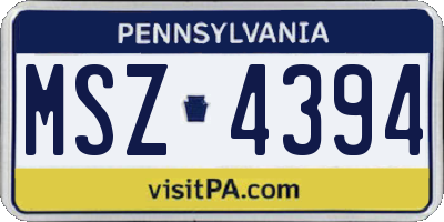 PA license plate MSZ4394