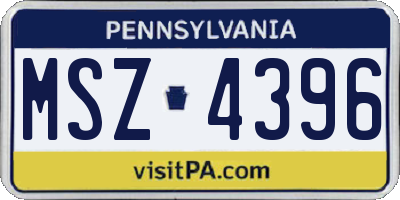 PA license plate MSZ4396