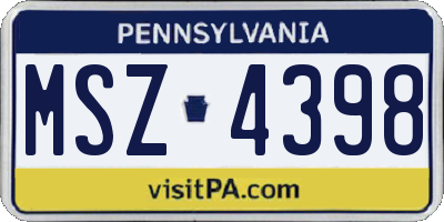 PA license plate MSZ4398