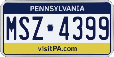 PA license plate MSZ4399