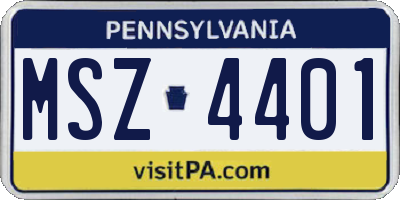 PA license plate MSZ4401
