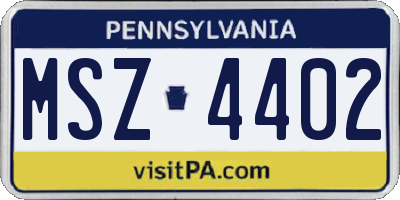 PA license plate MSZ4402