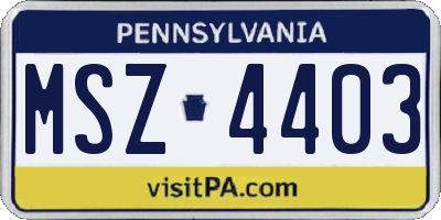 PA license plate MSZ4403