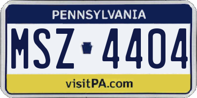 PA license plate MSZ4404