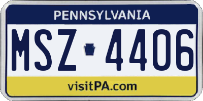 PA license plate MSZ4406