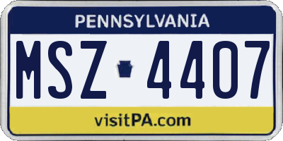 PA license plate MSZ4407