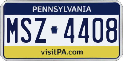 PA license plate MSZ4408
