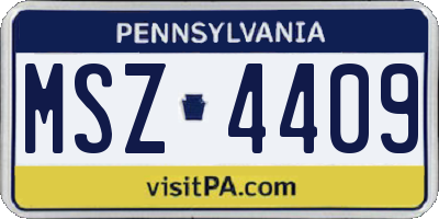 PA license plate MSZ4409