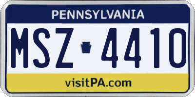 PA license plate MSZ4410