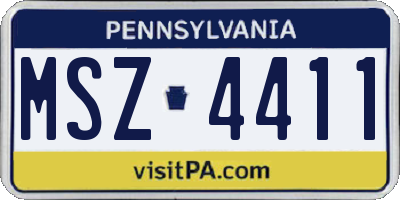 PA license plate MSZ4411