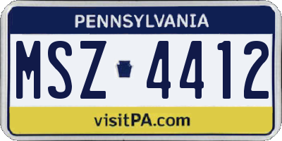 PA license plate MSZ4412