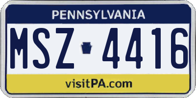 PA license plate MSZ4416