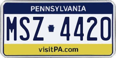 PA license plate MSZ4420